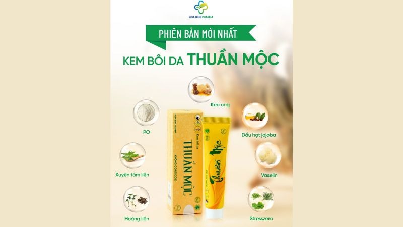 Kem bôi da Thuần Mộc là sản phẩm chăm sóc da có nguồn gốc tự nhiên, chuyên dùng trong các trường hợp viêm da, nấm da, mẩn ngứa, rôm sảy