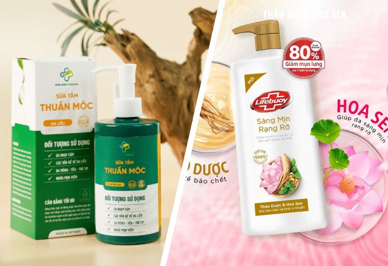 So sánh sữa tắm thảo dược Hoa Sen và sữa tắm Thuần Mộc